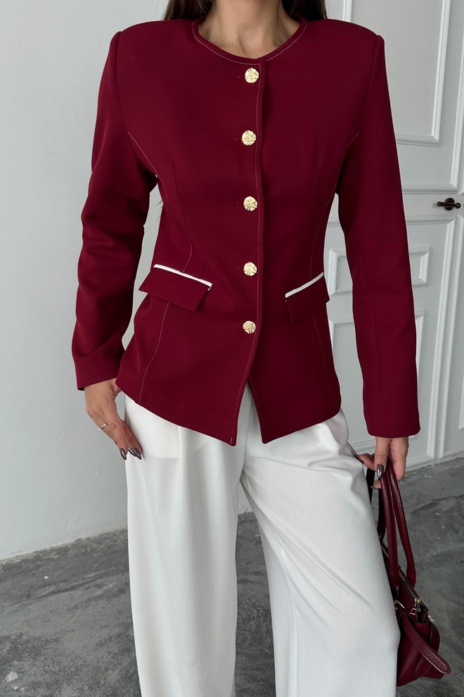 Ello Klarrot Elegante Einreihiger Blazer Jacke Großhandelskleidung 1