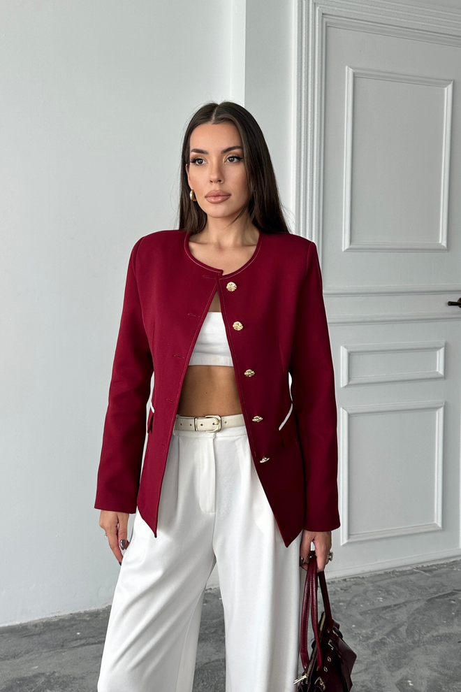 Ello Klarrot Elegante Einreihiger Blazer Jacke Großhandelskleidung Frühling