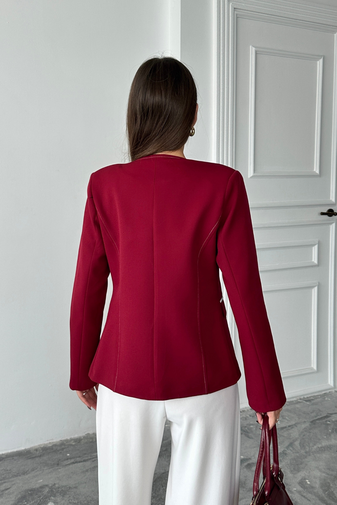 Ello Klarrot Elegante Einreihiger Blazer Jacke Großhandelskleidung 5