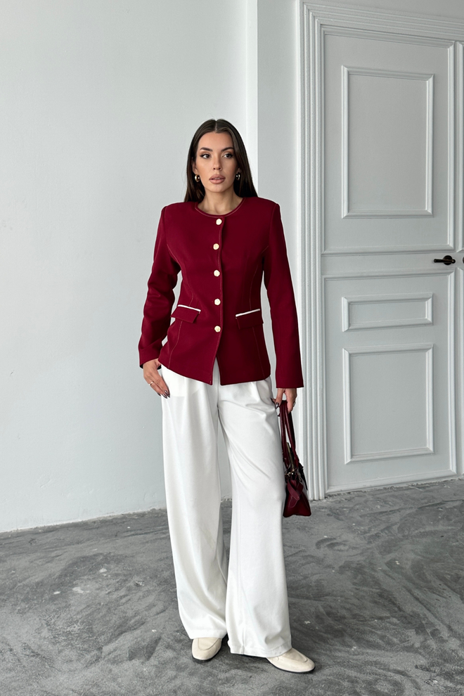 Ello Klarrot Elegante Einreihiger Blazer Jacke Großhandelskleidung Arbeit