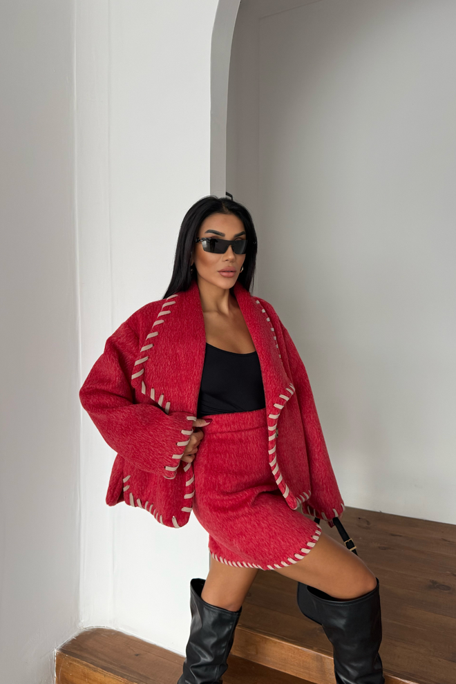 Ello Conjunto Rojo Casual Elegante Glamour Ropa al por mayor Casual