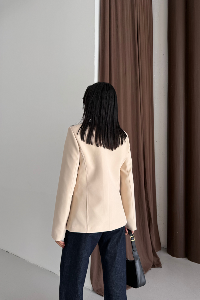 Ello Beige Single Breasted Slim Fit Jacket Wholesale Clothing 5