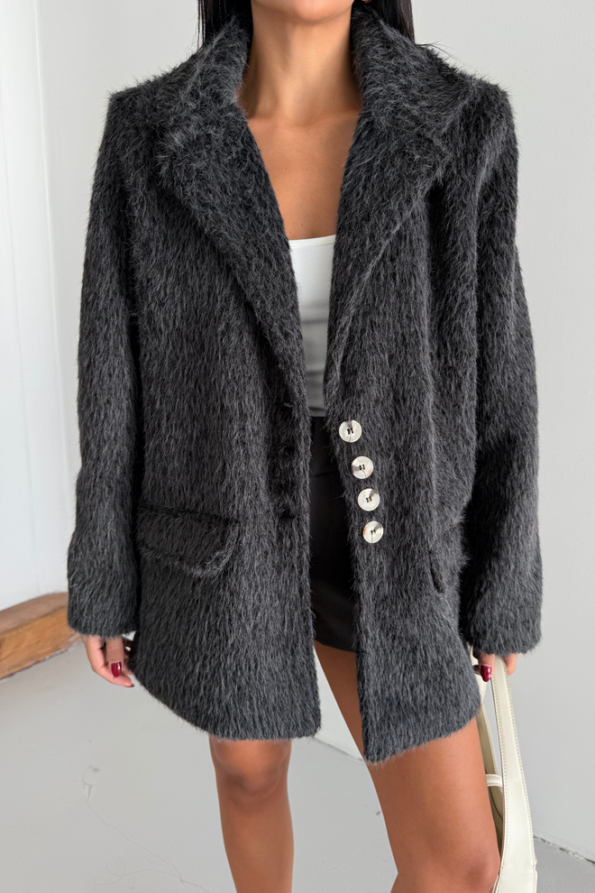 Ello Black Elegant Single Breasted Blazer Jacket Wholesale Clothing Work