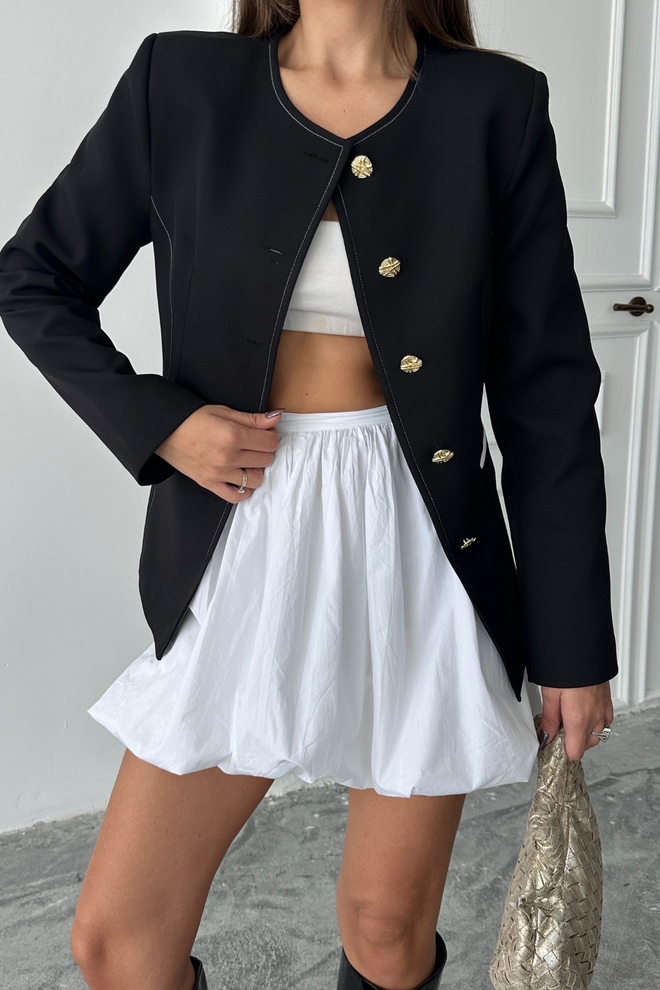 Ello Čierne Elegantné Jednoradové Sako Bunda Veľkoobchod s oblečením Jar