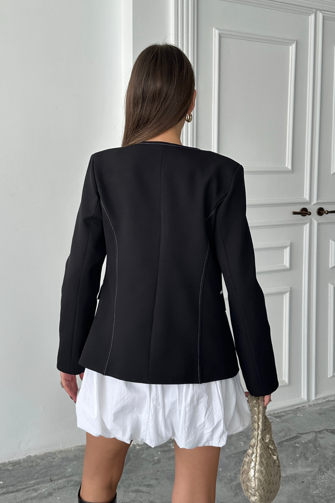 Ello Čierne Elegantné Jednoradové Sako Bunda Veľkoobchod s oblečením Koktail