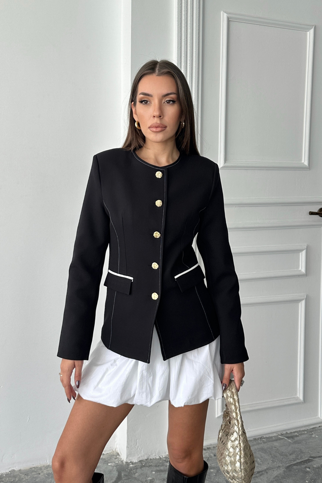 Ello Čierne Elegantné Jednoradové Sako Bunda Veľkoobchod s oblečením Elegantný