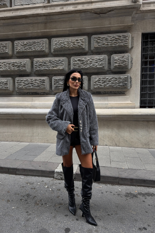 Ello Grey Elegant Single Breasted Blazer Jacket Wholesale Clothing 1