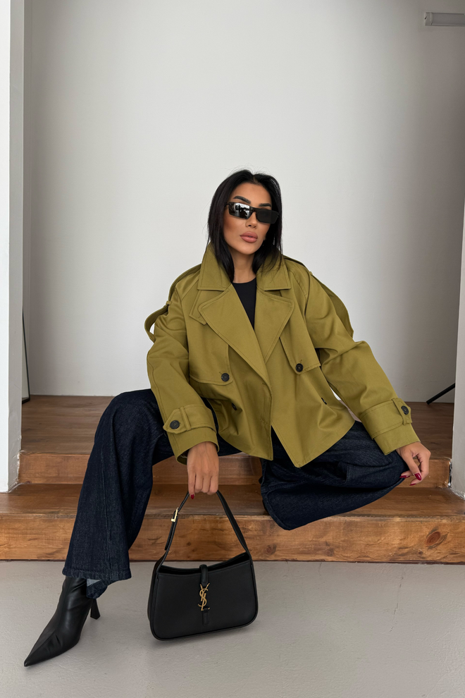 Ello Grüner Trenchcoat Elegante Und Vielseitige Outdoor Bekleidung Großhandelskleidung Lässig