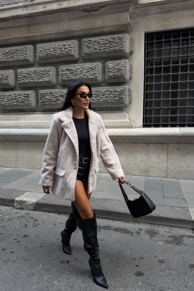 Ello Beige Elegant Single Breasted Blazer Jacket Wholesale Clothing 1