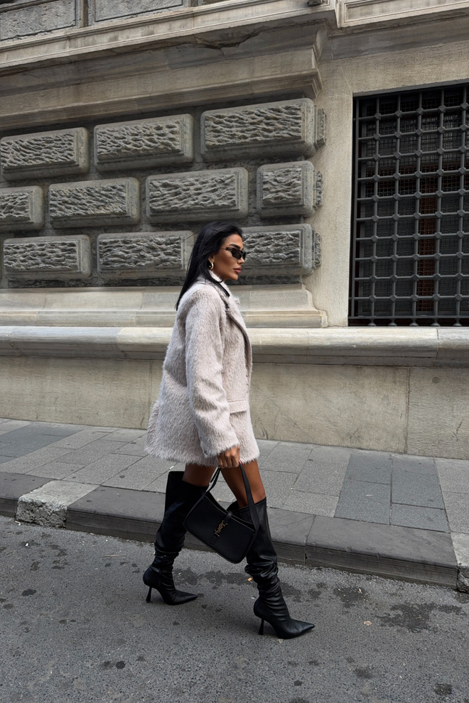 Ello Beige Elegant Single Breasted Blazer Jacket Wholesale Clothing 5