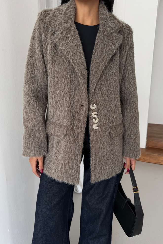 Ello Brown Elegant Single Breasted Blazer Jacket Wholesale Clothing 1