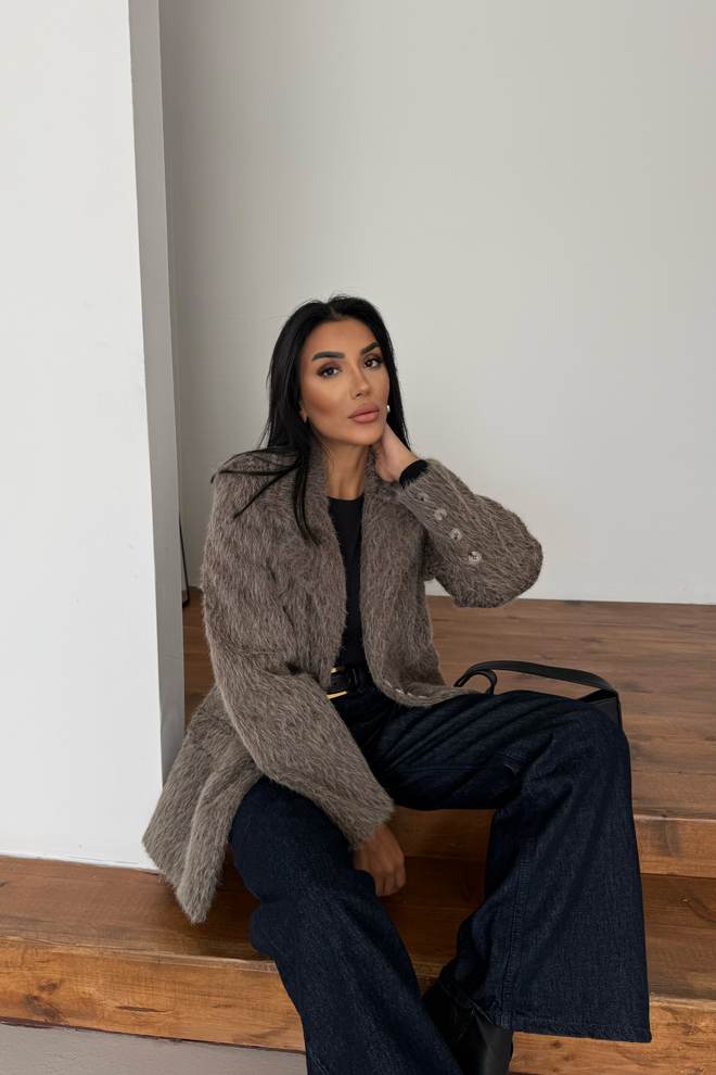 Ello Brown Elegant Single Breasted Blazer Jacket Wholesale Clothing Spring