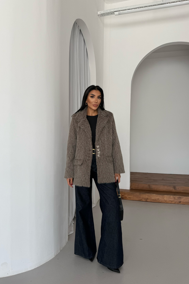 Ello Brown Elegant Single Breasted Blazer Jacket Wholesale Clothing 5