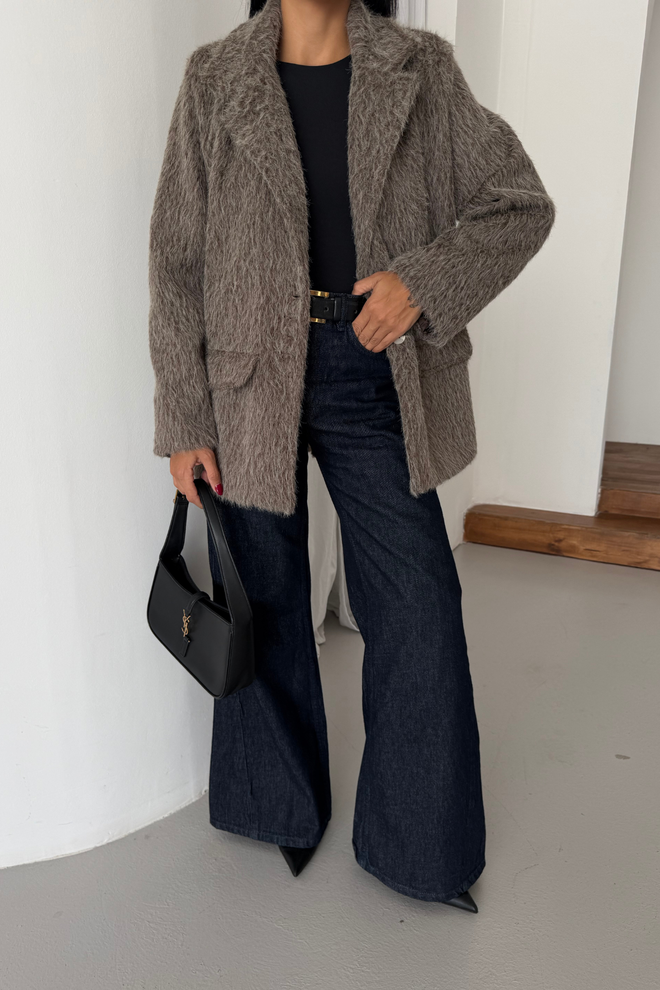 Ello Brown Elegant Single Breasted Blazer Jacket Wholesale Clothing Graduation