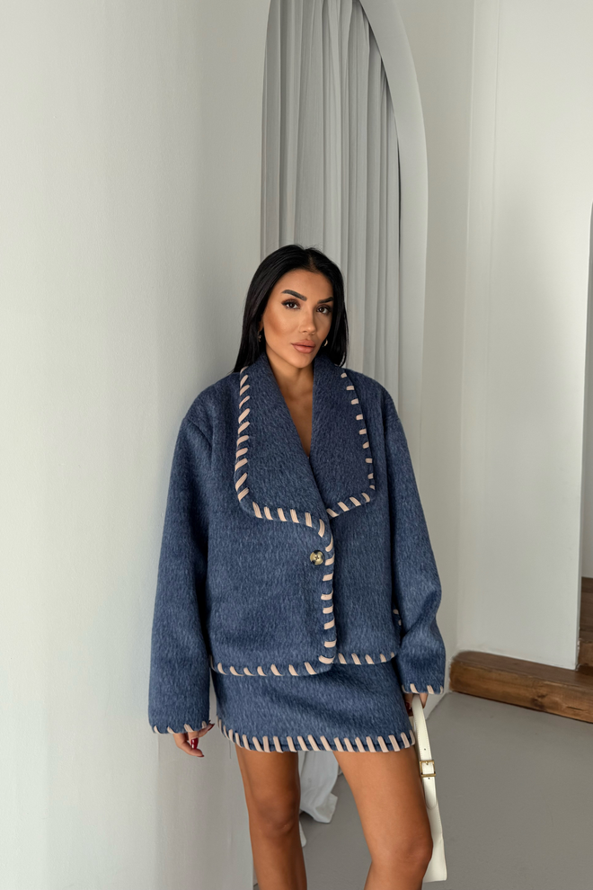 Ello Σετ Μπλε Μαρέν Με Μίνι Φούστα Bodycon Χονδρικό εμπόριο ενδυμάτων Casual