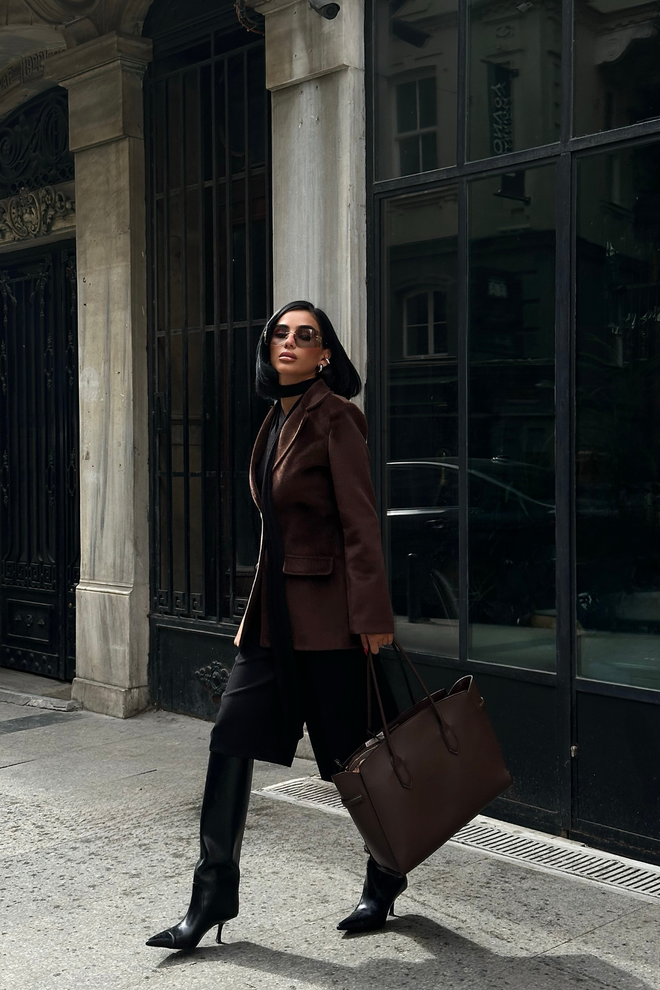 Ello Brown Elegant Single Breasted Blazer Jacket Wholesale Clothing Vintage