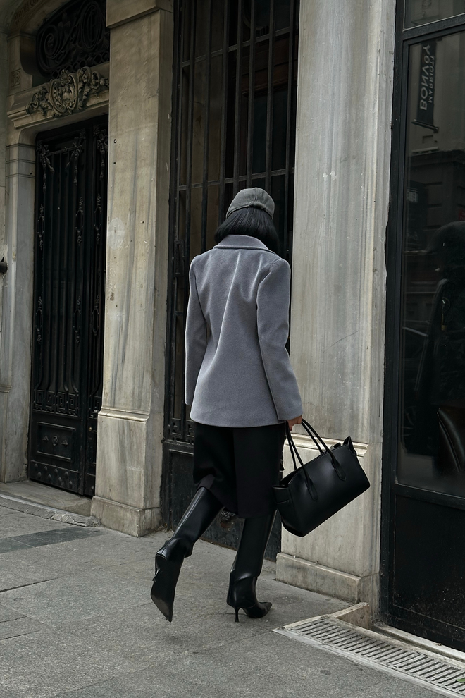 Ello Grau Eleganter Einreihiger Blazer Jacke Großhandelskleidung Formal