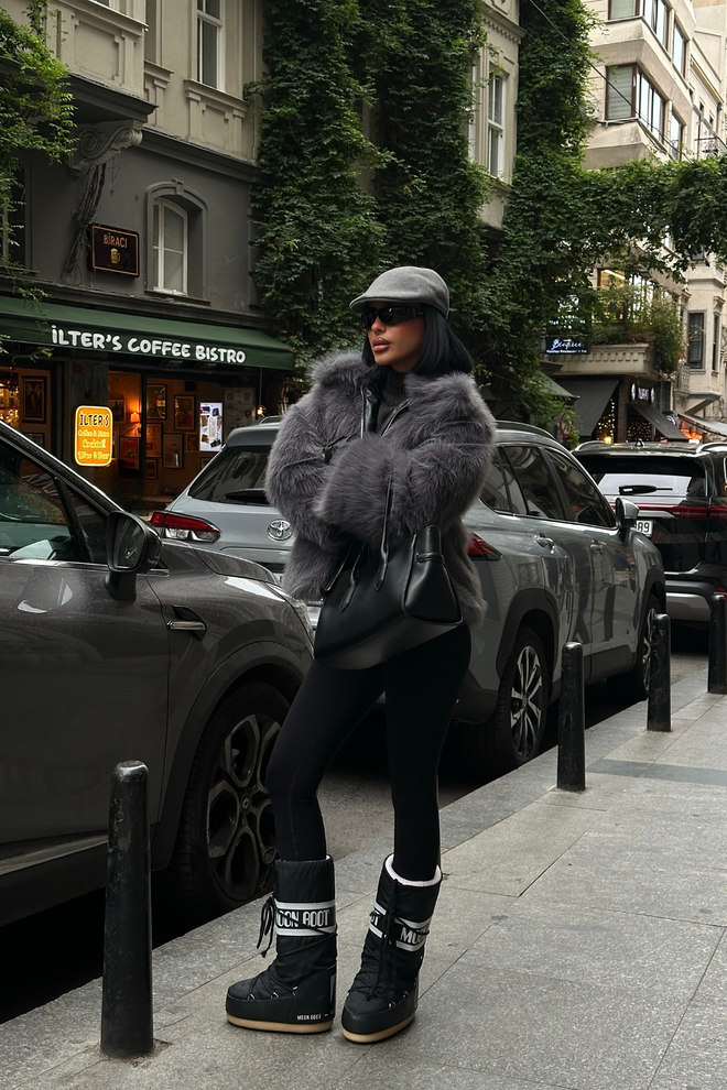 Ello Grey Fur Jacket With Hooded Collar Wholesale Clothing Fall