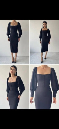A model wears 28396 - Dress - Black, wholesale Dress of Etika to display at Lonca
