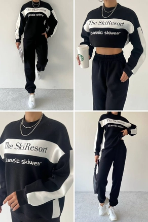 A model wears 28407 - Tracksuit - Black, wholesale Tracksuit of Etika to display at Lonca