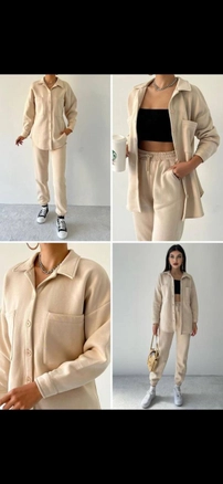 A model wears 28400 - Tracksuit - Cream, wholesale Tracksuit of Etika to display at Lonca