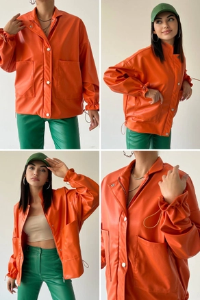 A model wears 29602 - Jacket - Orange, wholesale undefined of Etika to display at Lonca