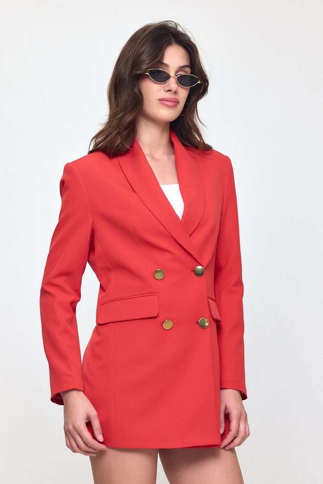 Evable Nob Red Button Detailed Jacket Wholesale Clothing No Fabric