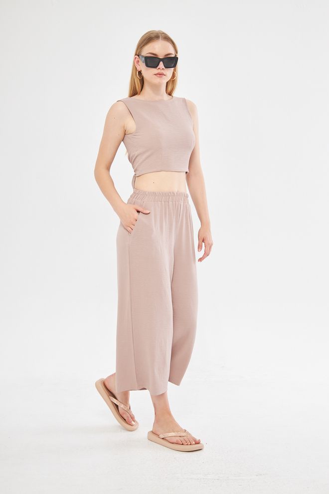 Evable Удобен Къс Панталон С Широки Крачоли И Бельо В Цвят Dusty Rose Дрехи на едро Лято