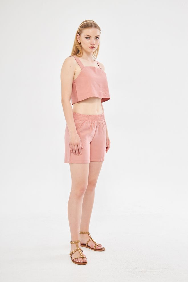 Evable Linen Shorts Pink Wholesale Clothing Lounge