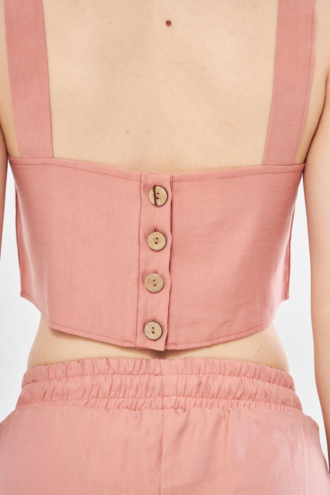 Evable Nao Linen Set Square Neck Blouse In Pink Wholesale Clothing 5