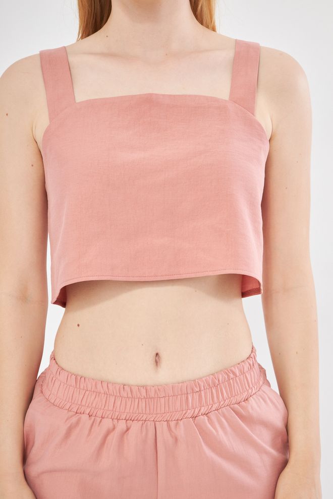 Evable Nao Linen Set Square Neck Blouse In Pink Wholesale Clothing Casual