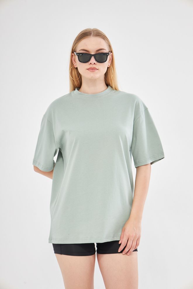 Evable Bfend T shirt Girocollo Verde In Morbido Cotone Abbigliamento all'ingrosso Casuale