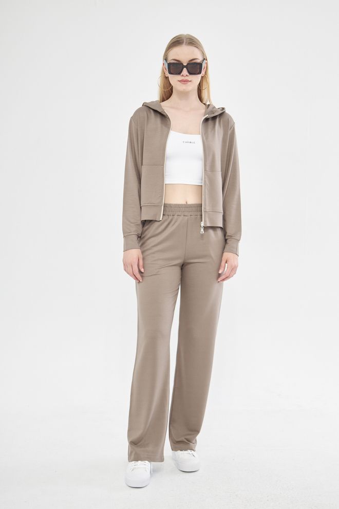 Evable Lofly High Rise Cotton Sweatpants In Brown Wholesale Clothing Spring