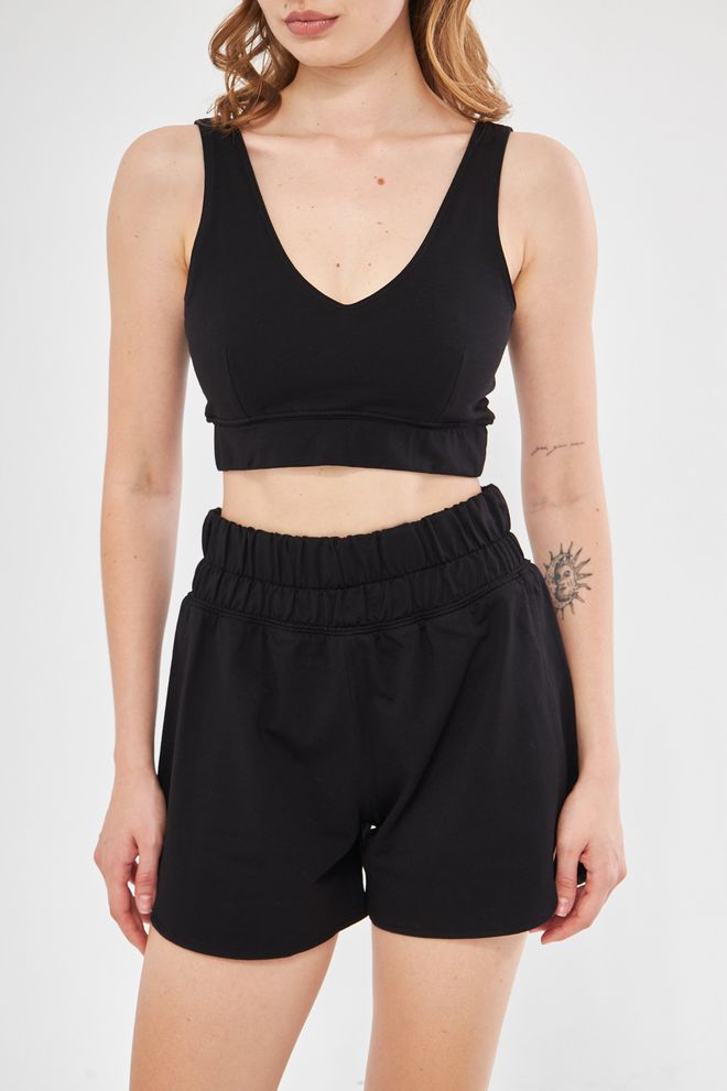 Evable Olla Wide Belt High Waist Shorts In Black Wholesale Clothing Sport