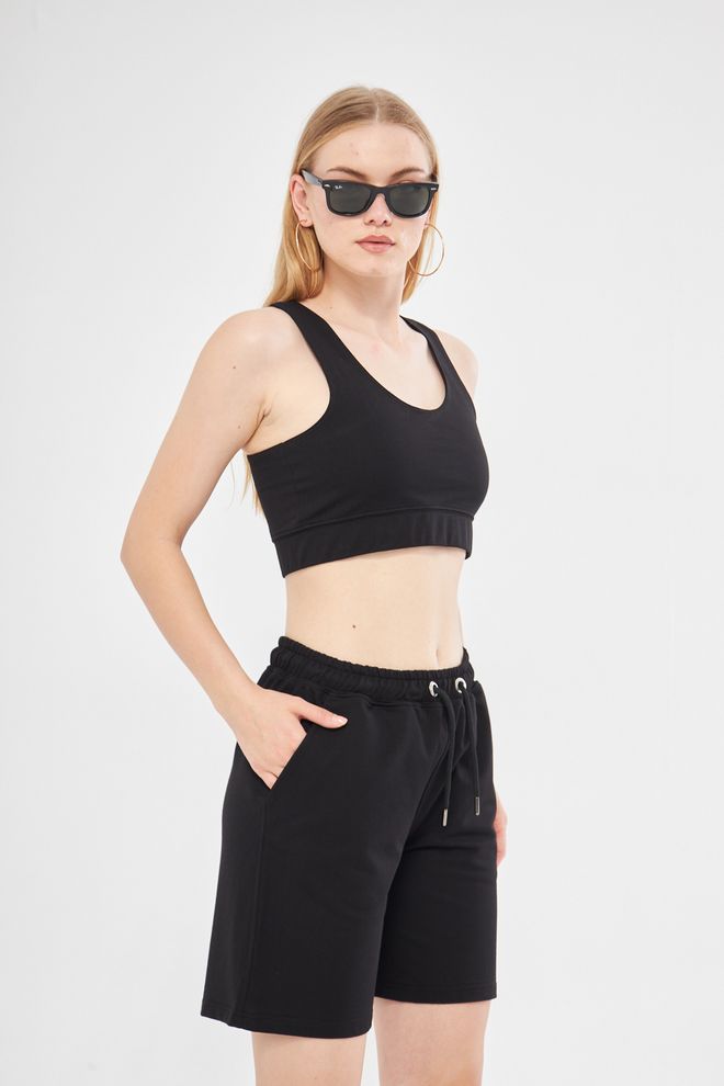 Evable Nadrozmerné Šortky S Vysokým Pásom Bels V Čiernej Farbe Veľkoobchod s oblečením Streetwear