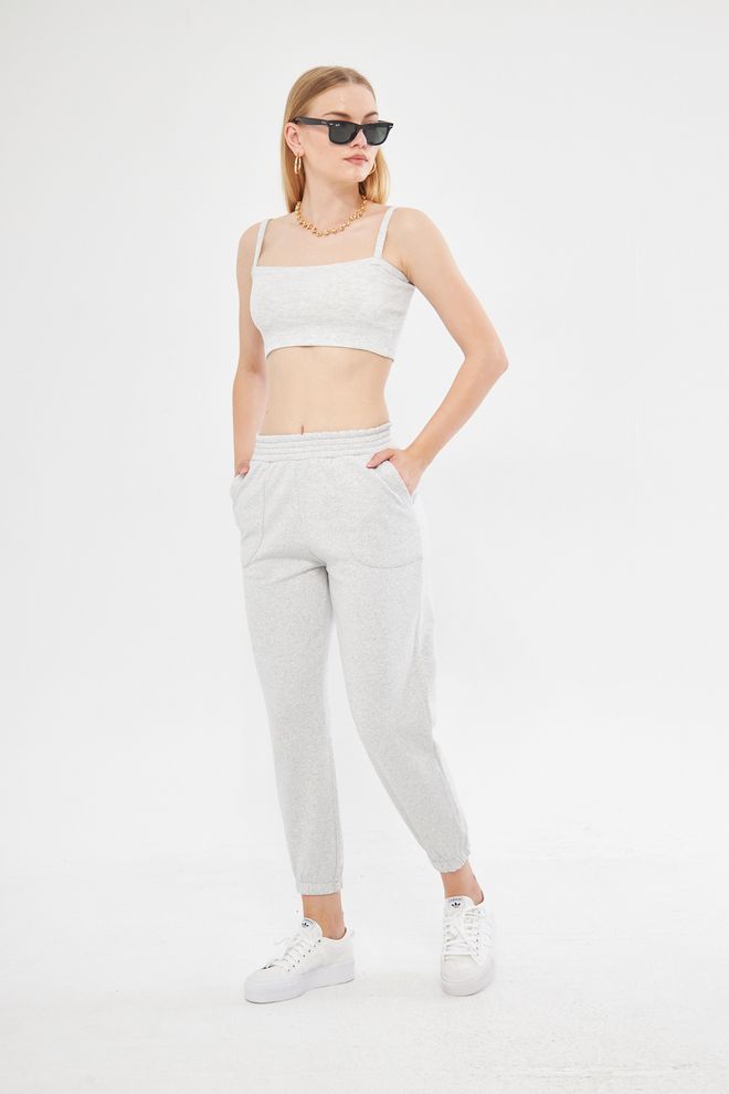 Evable Seal Cotton High Waist Jogger In Gray Melange Wholesale Clothing Dating