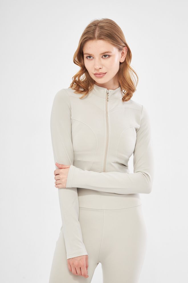 Evable Ally Sporty Jacket In Beige Wholesale Clothing Lycra