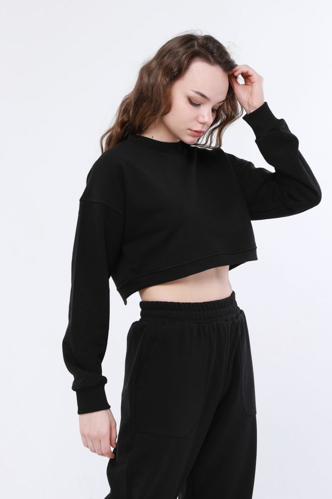 Evable Sweatshirt Mit Rundhalsausschnitt Und Logo Print In Schwarz Großhandelskleidung Lässig