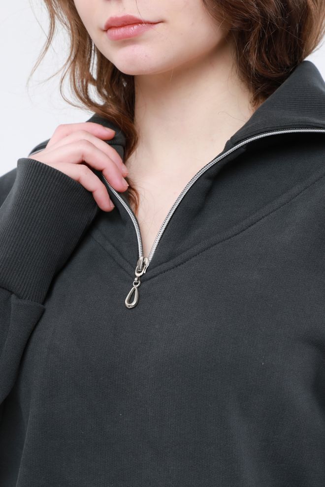 Evable Moletom Com Capuz E Gola Aberta Swol Cáqui Roupas por atacado 5