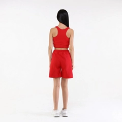 A wholesale clothing model wears 20061 - Eva Bra - Red, Turkish wholesale Crop Top of Evable