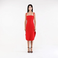 A wholesale clothing model wears 20072 - You'N Dress - Red, Turkish wholesale Dress of Evable