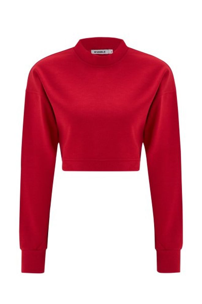 Evable Çapraz Sweatshirt Kırmızı Toptan Giyim Gündelik