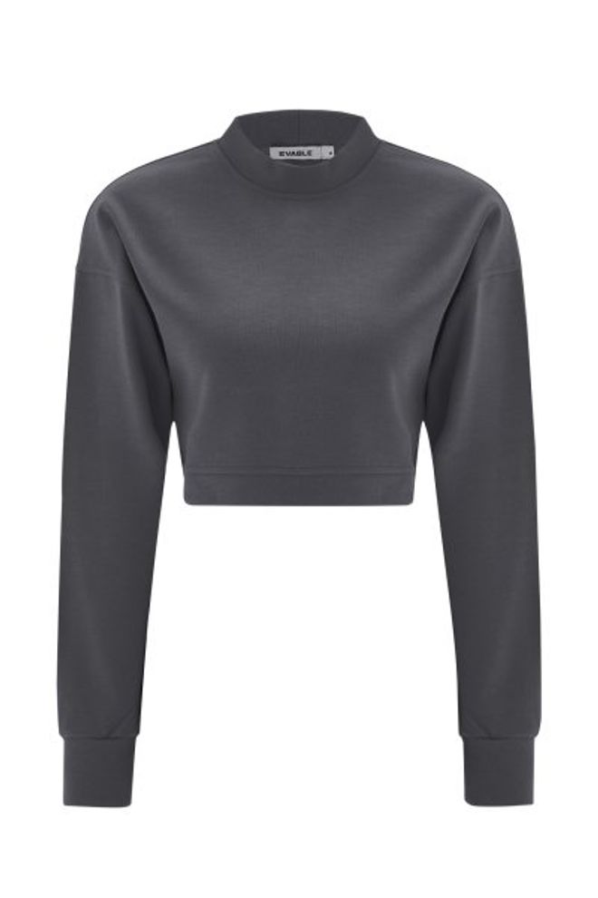 Evable Çapraz Sweatshirt Füme Toptan Giyim Gündelik