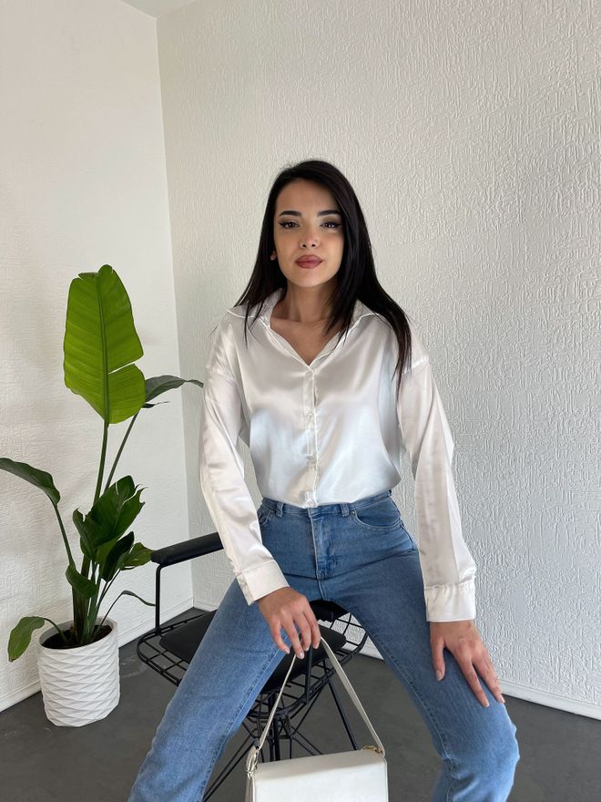 Ezgi Nisantasi Camisa De Raso Ropa al por mayor Formal