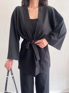 A wholesale clothing model wears ezg10321-kimono-set, Turkish wholesale Suit of Ezgi Nisantasi