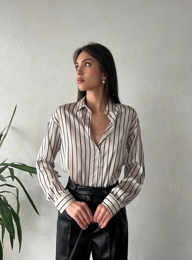 Ezgi Nisantasi Camisa De Raso Ropa al por mayor Casual