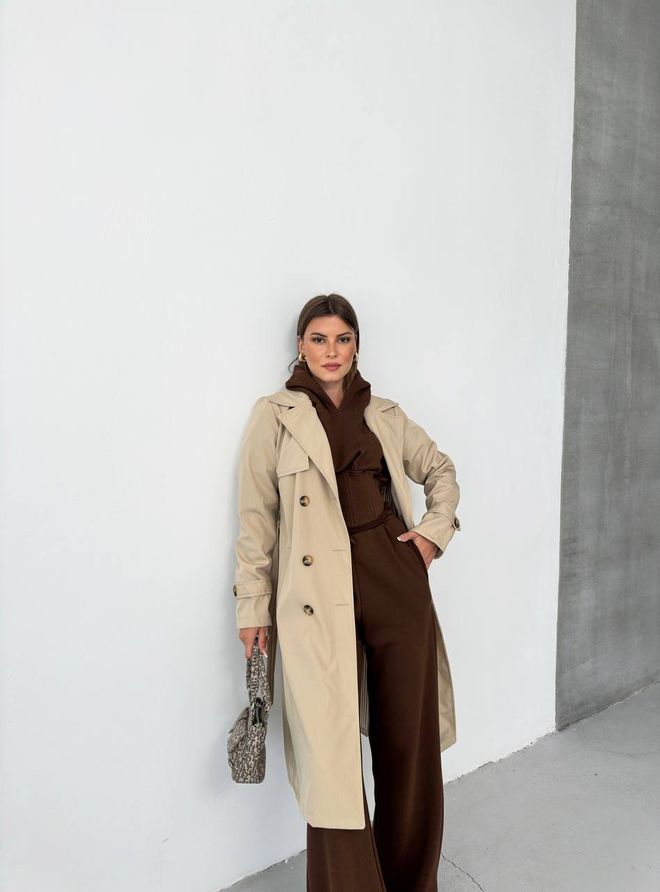 Ezgi Nisantasi Gabardina Larga Ropa al por mayor Casual