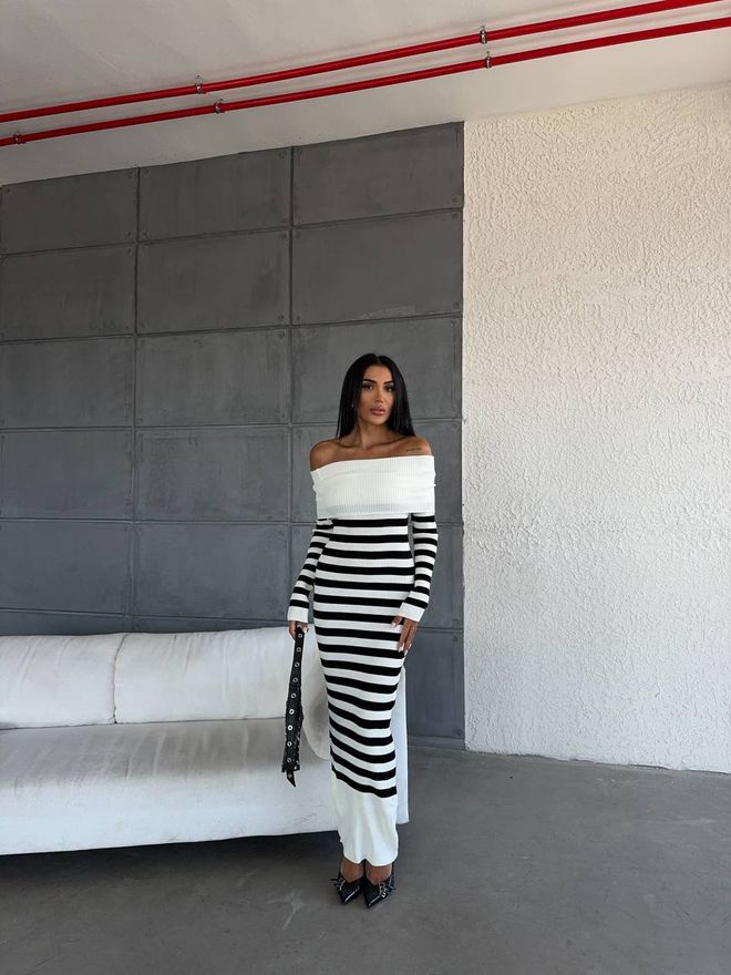 Ezgi Nisantasi Madonna Knit Dress Wholesale Clothing Elegant