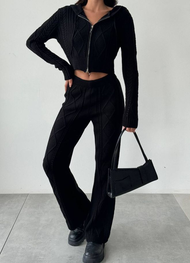 Ezgi Nisantasi Fermuarlı Triko Takım Toptan Giyim Gündelik