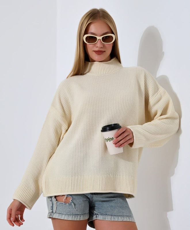 Ezgi Nisantasi Lilyum Strickpullover Großhandelskleidung Lässig